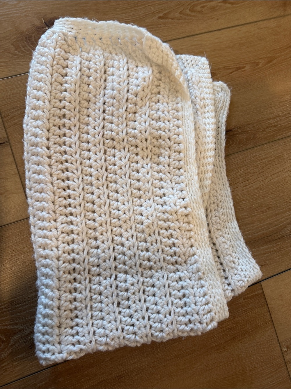 White Crochet Baby Blanket- Soft Winter Accessory